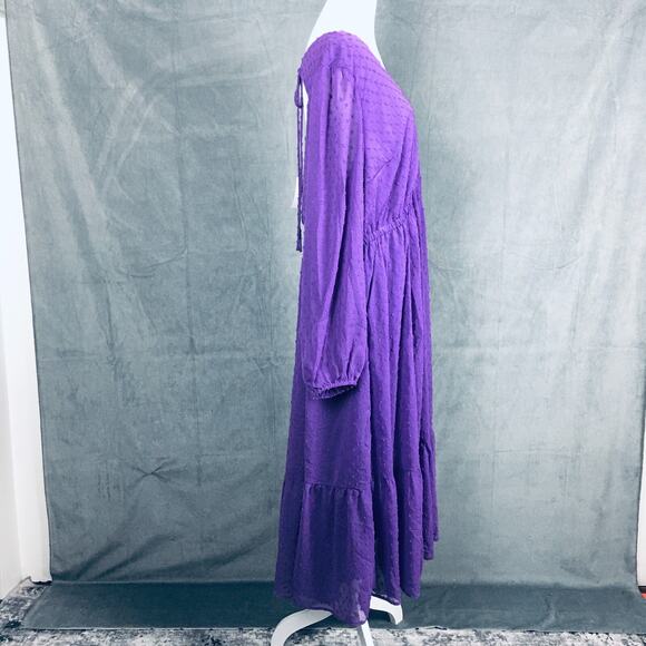 New Torrid Purple Clip Dot Chiffon Midi Dress Women's 2X /18-20 Plus Whimsygoth - Picture 5 of 15